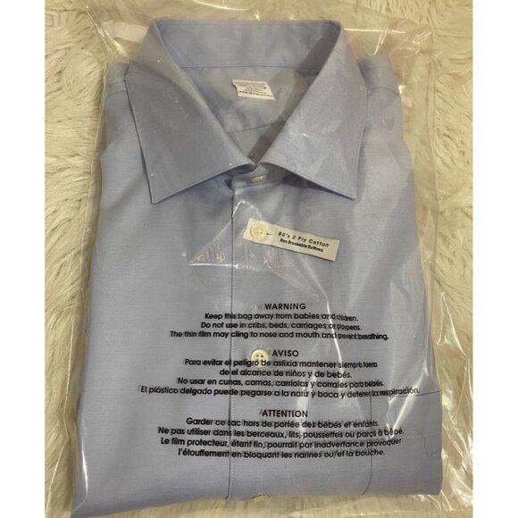 New Pronto Uomo Shirt Classic Fit long sleeve Blue 18 1/2 - 34/35 - Picture 1 of 5